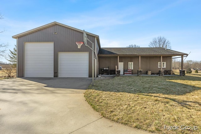 exterior space featuring a front yard and driveway