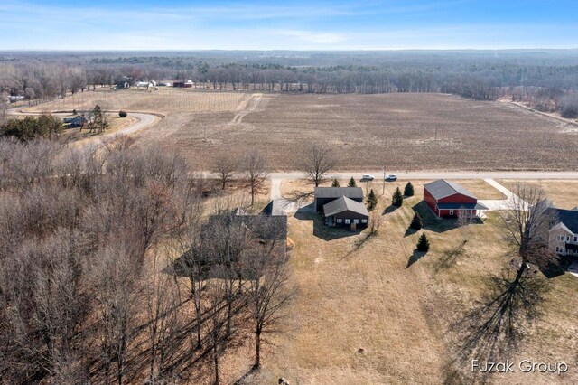 aerial view featuring a rural view