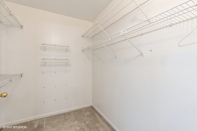 spacious closet with light colored carpet