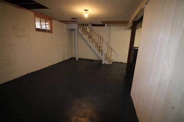 basement with stairs