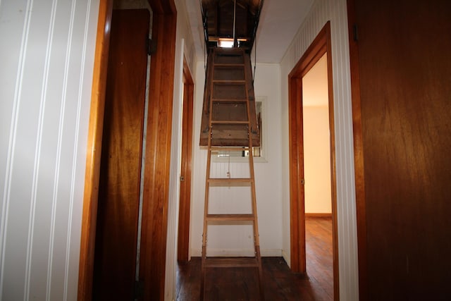 hall featuring wood finished floors