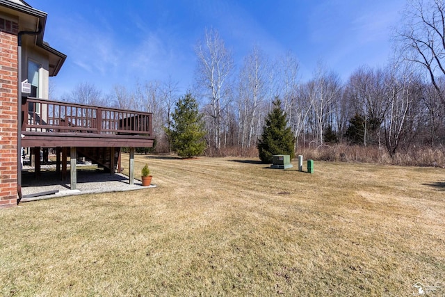 view of yard with a patio area and a deck