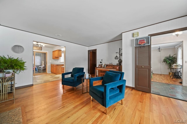 living area featuring light wood-type flooring