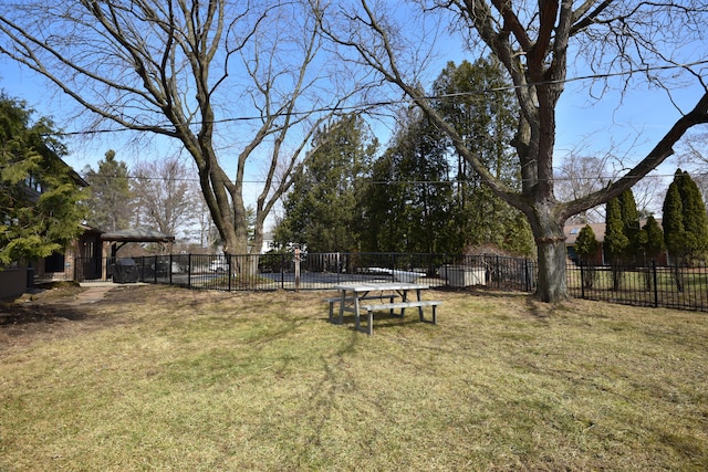 view of yard featuring fence