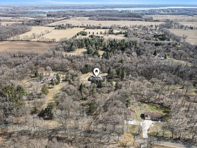 bird's eye view with a rural view