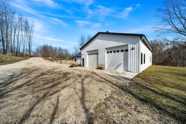 view of detached garage