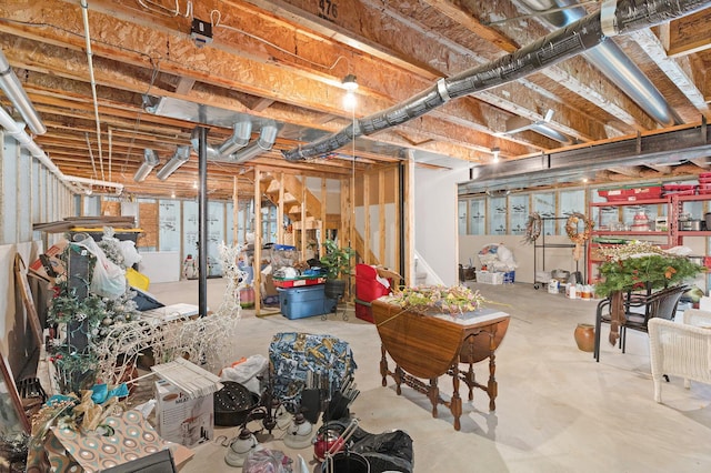 unfinished basement with stairway