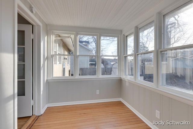 view of unfurnished sunroom