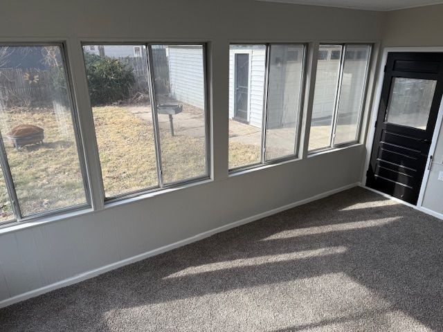 carpeted empty room featuring a healthy amount of sunlight and baseboards