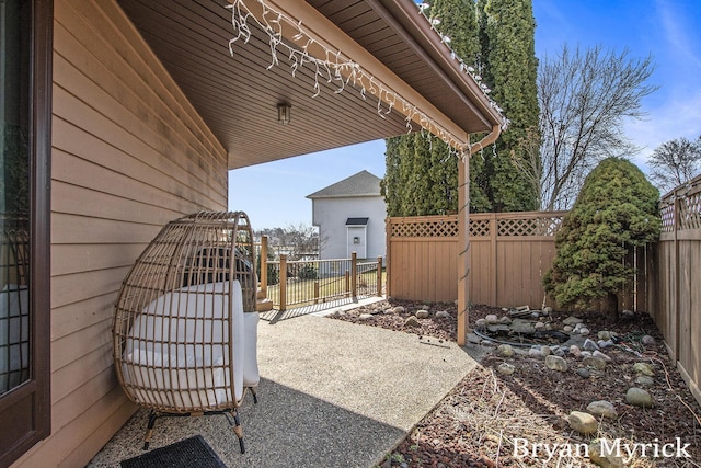 view of patio featuring a fenced backyard