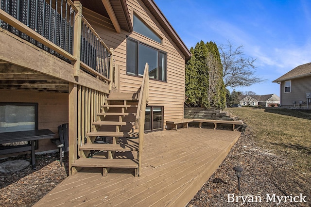 wooden terrace with stairs