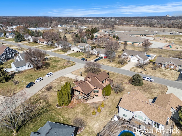 aerial view with a residential view