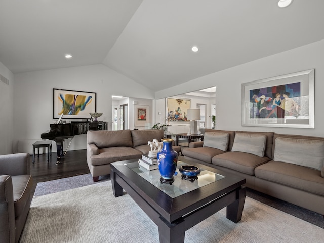 1920 Pine Ridge Ln, Bloomfield Hills, MI 48302 - living area featuring vaulted ceiling and recessed lighting