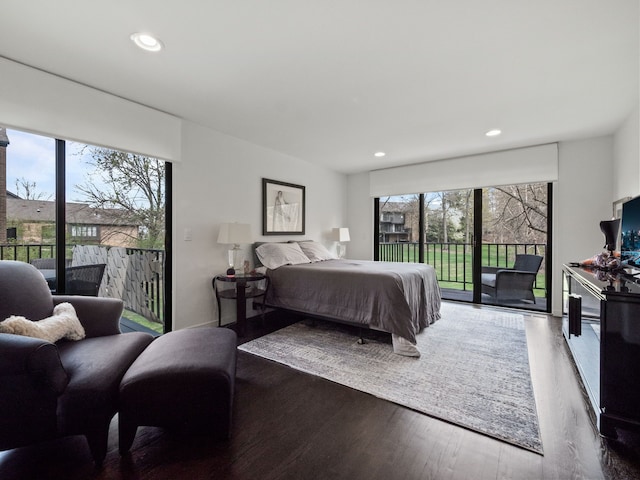 1920 Pine Ridge Ln, Bloomfield Hills, MI 48302 - bedroom with access to exterior, wood finished floors, multiple windows, and recessed lighting