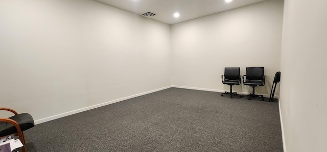 office area with recessed lighting, baseboards, and visible vents