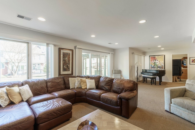 6264 Wildwood Ln, West Bloomfield, MI 48324 - carpeted living area featuring healthy amount of natural light, recessed lighting, and baseboards