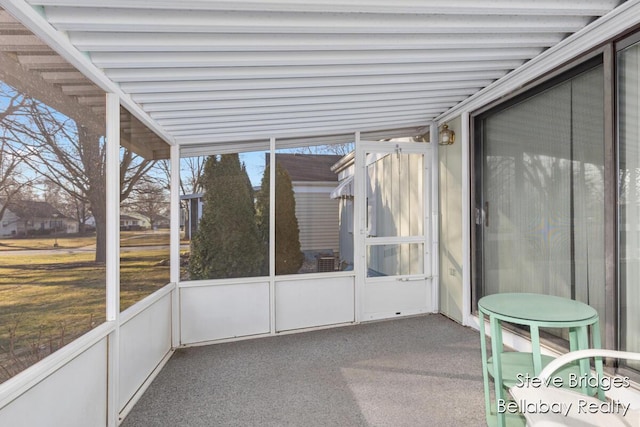 view of unfurnished sunroom