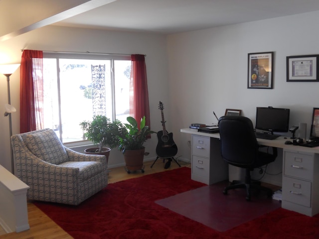 office area with light wood-style flooring