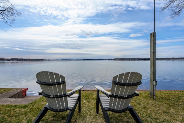 dock area featuring a water view