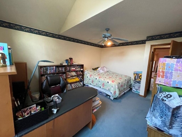 carpeted bedroom with a ceiling fan