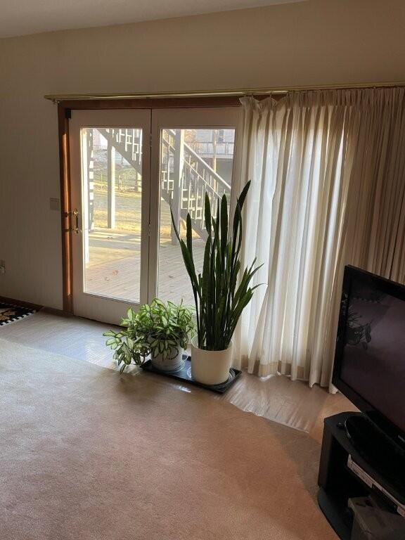 entryway with light carpet