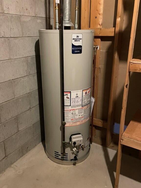 utility room with gas water heater