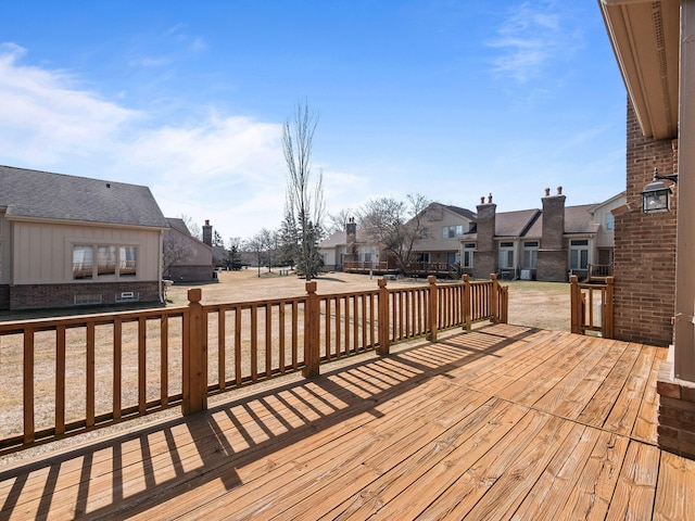 deck with a residential view