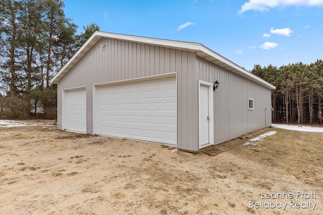 view of detached garage