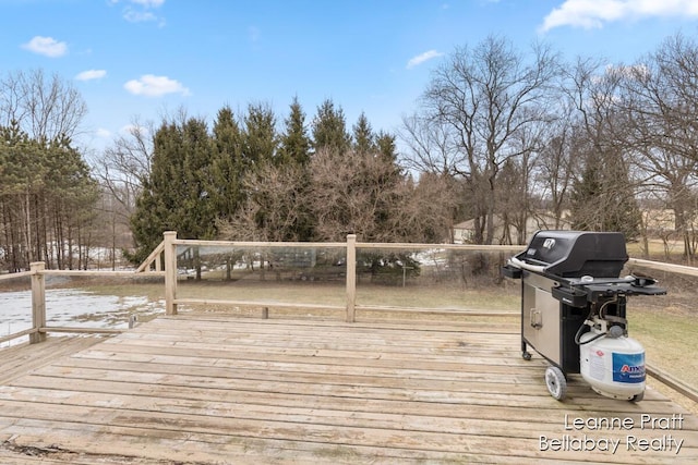 deck featuring area for grilling