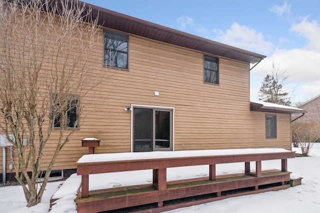 view of snow covered property