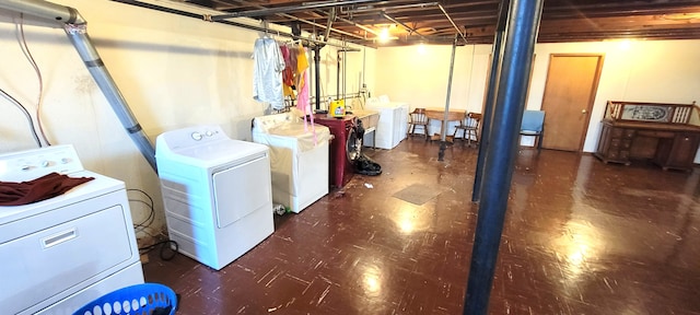 basement with independent washer and dryer