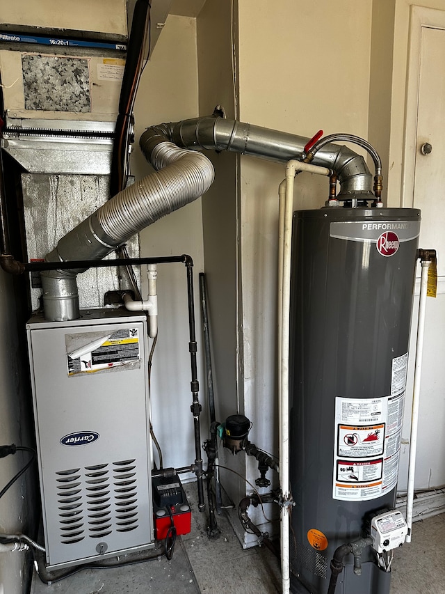 utility room with gas water heater