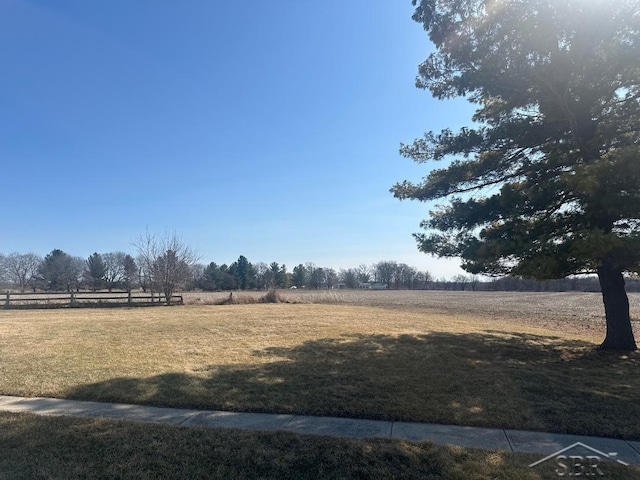 view of yard with a rural view