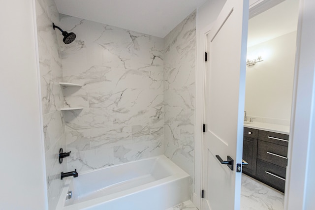 4107 Devon, Royal Oak, MI 48073 - bathroom with marble finish floors, bathing tub / shower combination, and vanity