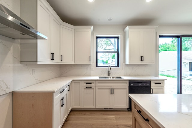4107 Devon, Royal Oak, MI 48073 - kitchen featuring wall chimney range hood, a sink, healthy amount of natural light, light wood-style floors, and recessed lighting
