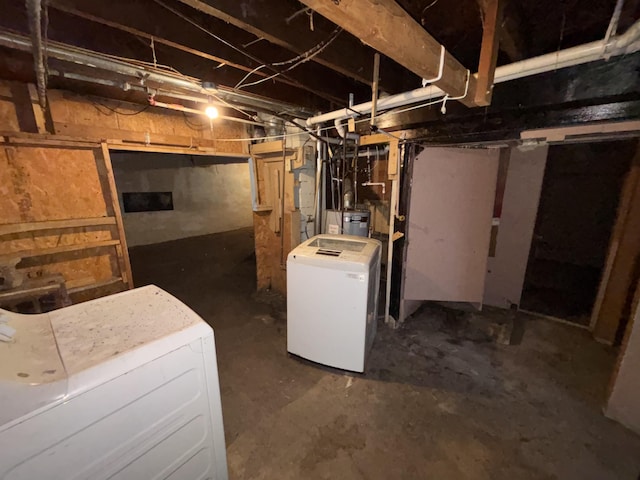 view of unfinished basement