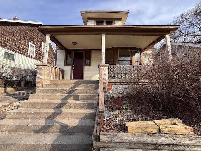 view of front of home featuring covered porch