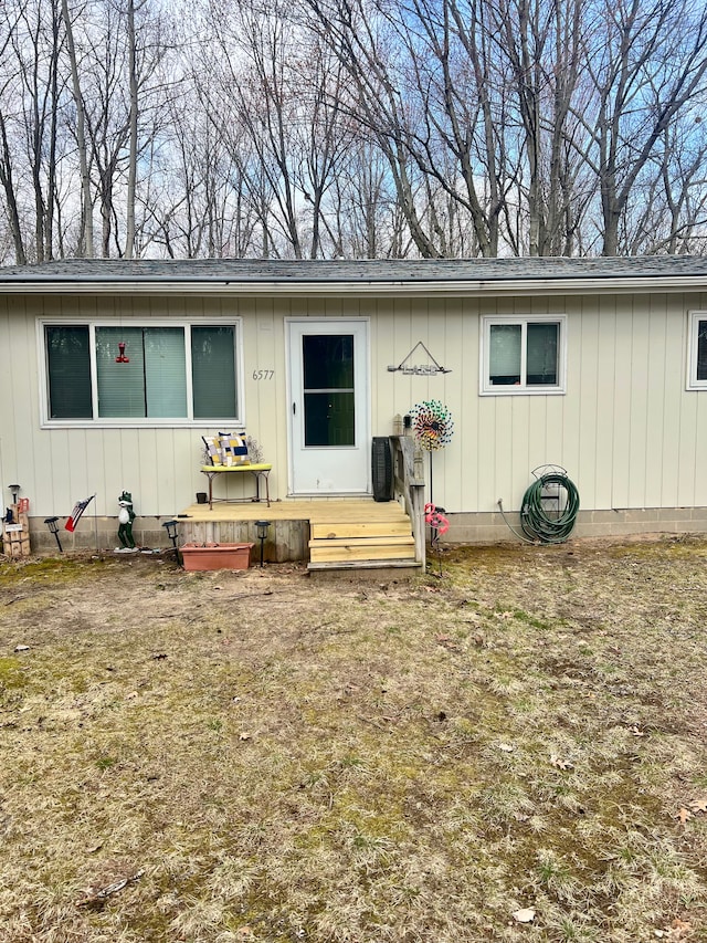 view of front of property with a deck