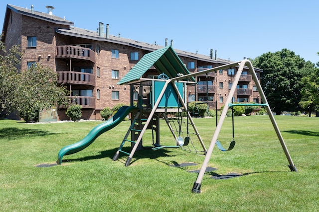 community playground with a lawn