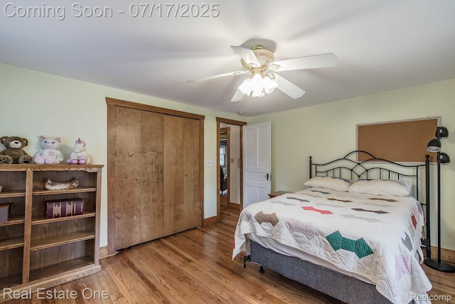 727 Romeo Rd, Rochester, MI 48307 - bedroom featuring wood finished floors, a closet, and a ceiling fan