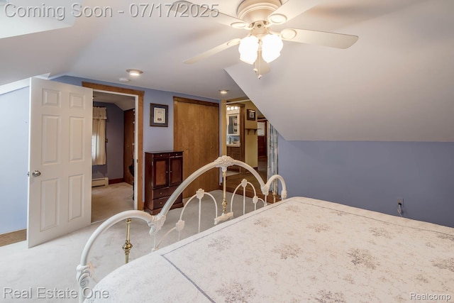 727 Romeo Rd, Rochester, MI 48307 - dining area with ceiling fan, vaulted ceiling, carpet floors, and baseboard heating