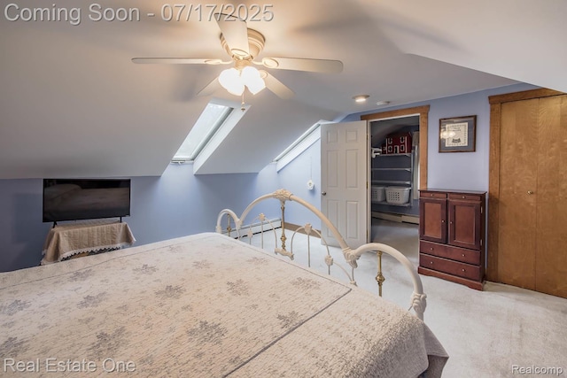 727 Romeo Rd, Rochester, MI 48307 - carpeted bedroom with lofted ceiling, a baseboard heating unit, and a ceiling fan