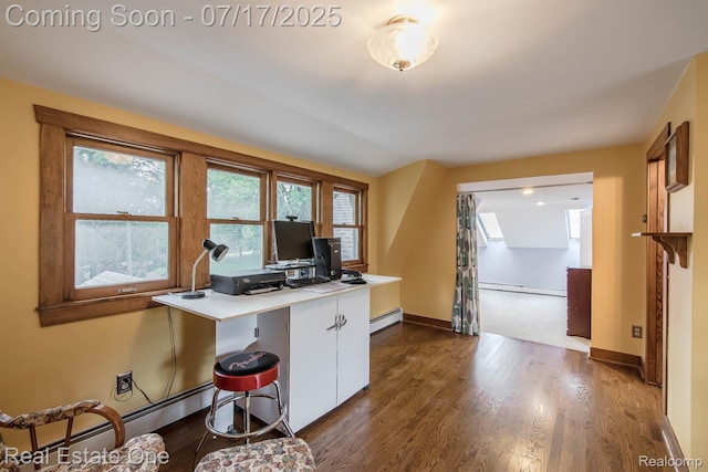 727 Romeo Rd, Rochester, MI 48307 - home office with dark wood-style floors and baseboard heating
