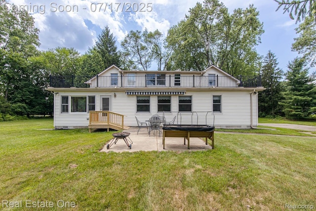 727 Romeo Rd, Rochester, MI 48307 - rear view of property with crawl space, a balcony, a patio area, and a yard