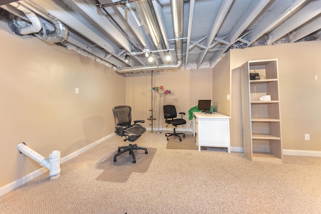 office featuring baseboards and carpet floors