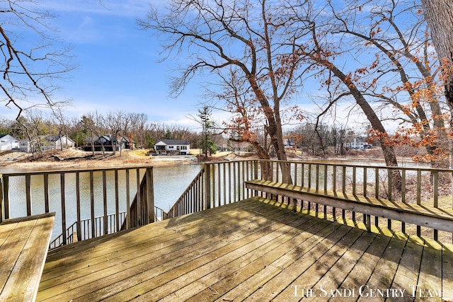 deck with a water view