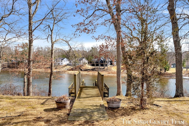 view of dock featuring a water view