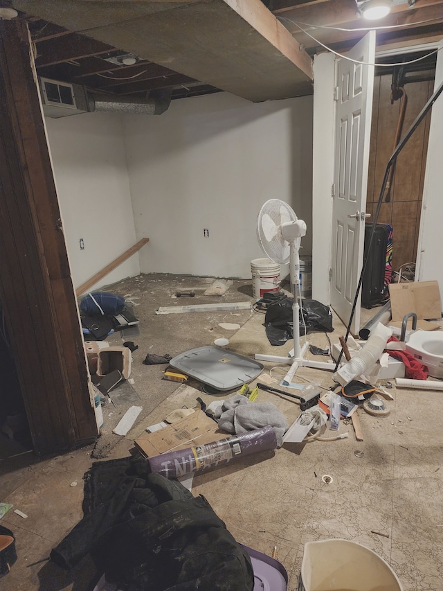 unfinished basement with visible vents