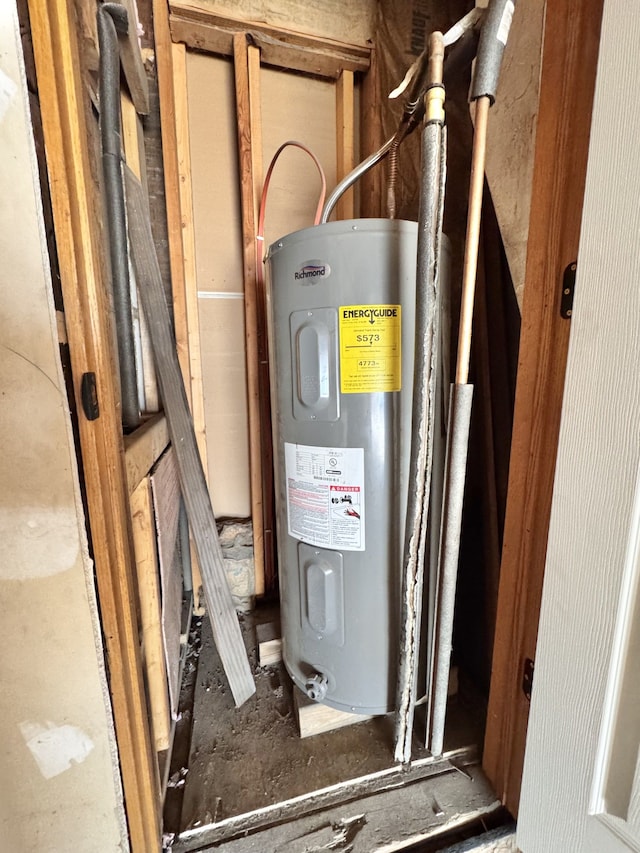 utility room featuring water heater