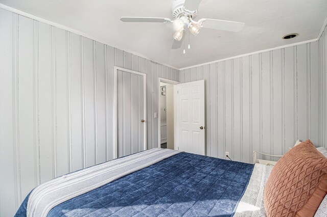 3018 Guilford Dr, Royal Oak, MI 48073 - bedroom with ornamental molding and ceiling fan